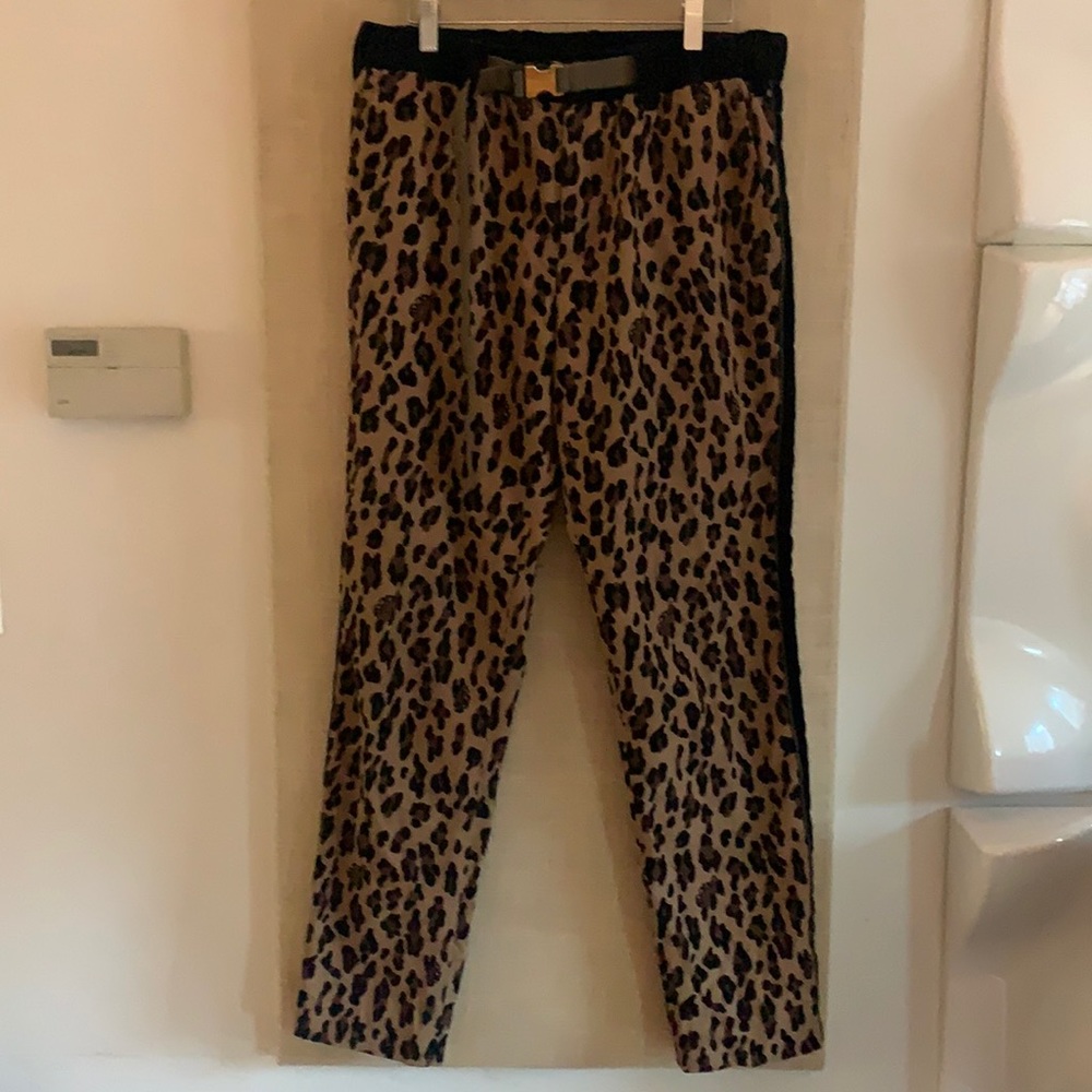 COPY - Sacai leopard needle cord with velvet stripe and gold belt feature